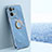 Custodia Silicone Ultra Sottile Morbida Cover con Magnetico Anello Supporto XL1 per Oppo Reno8 Pro 5G Blu