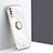 Custodia Silicone Ultra Sottile Morbida Cover con Magnetico Anello Supporto XL1 per Samsung Galaxy A50 Bianco