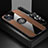 Custodia Silicone Ultra Sottile Morbida Cover con Magnetico Anello Supporto Z01 per Apple iPhone 13 Mini Marrone