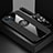 Custodia Silicone Ultra Sottile Morbida Cover con Magnetico Anello Supporto Z01 per Apple iPhone 13 Mini Nero