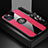 Custodia Silicone Ultra Sottile Morbida Cover con Magnetico Anello Supporto Z01 per Apple iPhone 13 Mini Rosso