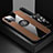 Custodia Silicone Ultra Sottile Morbida Cover con Magnetico Anello Supporto Z01 per Apple iPhone 13 Pro Marrone