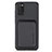 Custodia Silicone Ultra Sottile Morbida Cover con Magnetico S02D per Samsung Galaxy A03s Nero