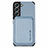 Custodia Silicone Ultra Sottile Morbida Cover con Magnetico S04D per Samsung Galaxy S21 5G Blu