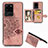 Custodia Silicone Ultra Sottile Morbida Cover con Magnetico S05D per Samsung Galaxy S20 Ultra 5G Oro Rosa