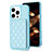 Custodia Silicone Ultra Sottile Morbida Cover con Magnetico S10D per Apple iPhone 13 Pro Cielo Blu