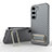 Custodia Silicone Ultra Sottile Morbida Cover con Supporto KC1 per Samsung Galaxy S22 Plus 5G Grigio