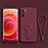 Custodia Silicone Ultra Sottile Morbida Cover con Supporto per Oppo Reno6 Pro 5G India Rosso Rosa