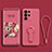 Custodia Silicone Ultra Sottile Morbida Cover con Supporto per Samsung Galaxy S22 Ultra 5G Rosso Rosa