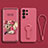 Custodia Silicone Ultra Sottile Morbida Cover con Supporto per Samsung Galaxy S23 Ultra 5G Rosso Rosa