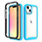 Custodia Silicone Ultra Sottile Morbida Cover Fronte e Retro 360 Gradi per Apple iPhone 13 Mini Blu e Nero