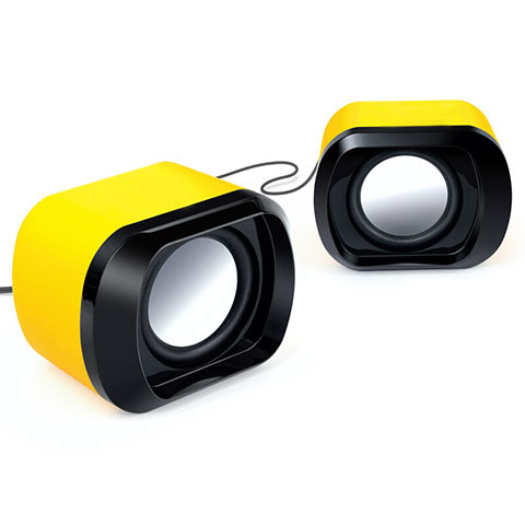 Altoparlante Casse Mini Sostegnoble Stereo Speaker Giallo