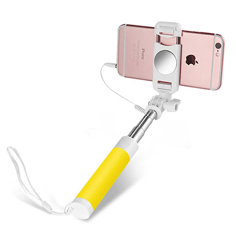 Bastoni Selfie Stick Asta Estensibile Cablato Universale S02 Giallo