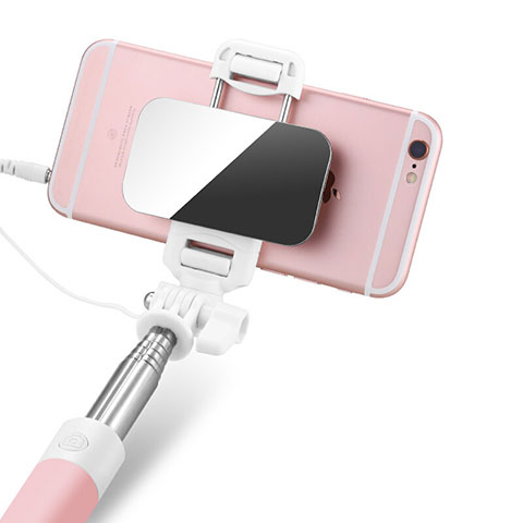 Bastoni Selfie Stick Asta Estensibile Cablato Universale S05 Rosa