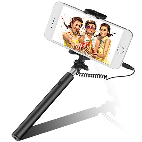 Bastoni Selfie Stick Asta Estensibile Cablato Universale S06 Nero