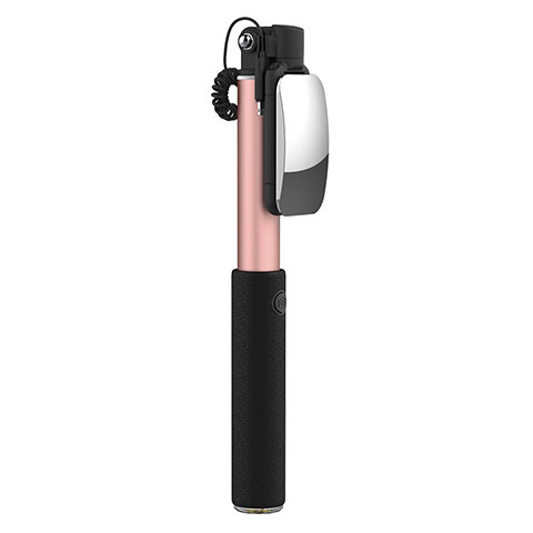 Bastoni Selfie Stick Asta Estensibile Cablato Universale S08 Oro Rosa