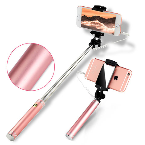 Bastoni Selfie Stick Asta Estensibile Cablato Universale S22 Oro Rosa