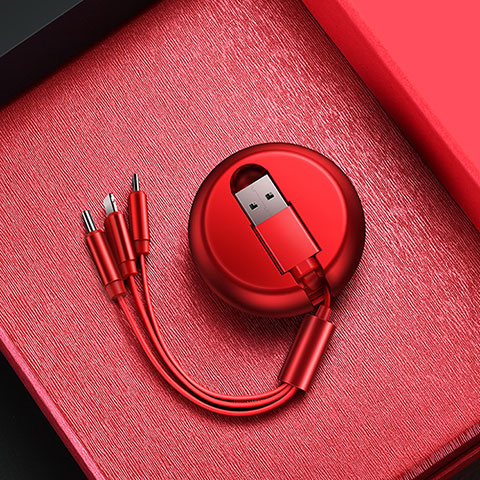 Cavo da Lightning USB a Cavetto Ricarica Carica Android Micro USB C09 per Apple iPad Pro 11 (2018) Rosso