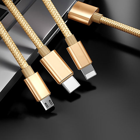 Cavo da Lightning USB a Cavetto Ricarica Carica Android Micro USB Type-C 3A H03 per Apple iPad Pro 12.9 (2022) Oro