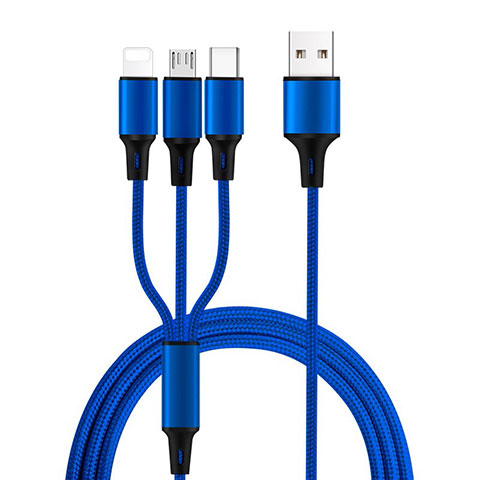 Cavo da Lightning USB a Cavetto Ricarica Carica Android Micro USB Type-C ML08 Blu