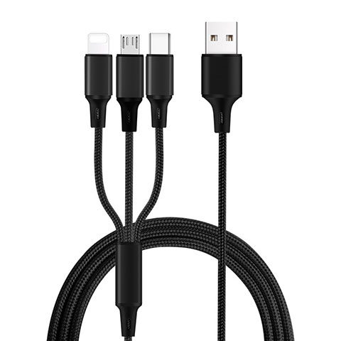 Cavo da Lightning USB a Cavetto Ricarica Carica Android Micro USB Type-C ML08 Nero