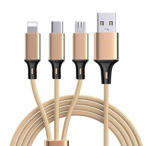 Cavo da Lightning USB a Cavetto Ricarica Carica Android Micro USB Type-C ML08 Oro