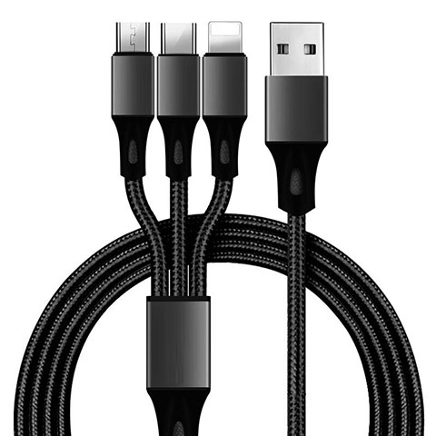 Cavo da Lightning USB a Cavetto Ricarica Carica Android Micro USB Type-C ML09 Nero