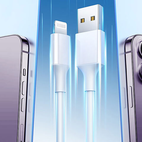 Cavo da Lightning USB a Cavetto Ricarica Carica H01 per Apple iPhone 12 Pro Bianco