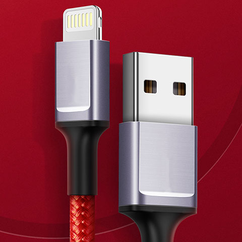 Cavo da USB a Cavetto Ricarica Carica C03 per Apple iPhone 14 Plus Rosso