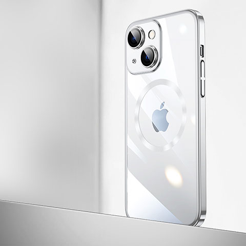 Cover Crystal Trasparente Rigida Cover con Mag-Safe Magnetic QC2 per Apple iPhone 14 Plus Argento