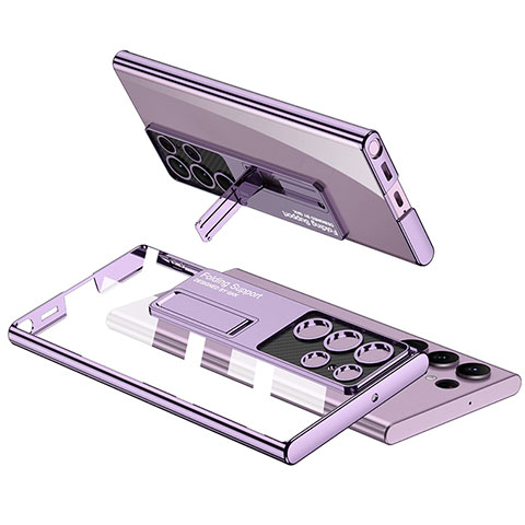 Cover Crystal Trasparente Rigida Cover con Supporto AC2 per Samsung Galaxy S23 Ultra 5G Viola