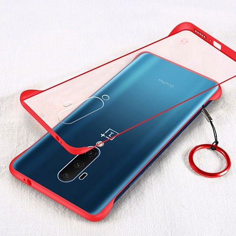 Cover Crystal Trasparente Rigida Cover H01 per OnePlus 7T Pro Rosso