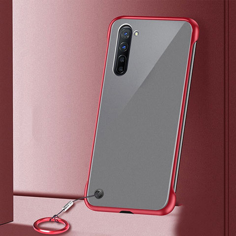 Cover Crystal Trasparente Rigida Cover H01 per Oppo Reno3 Rosso