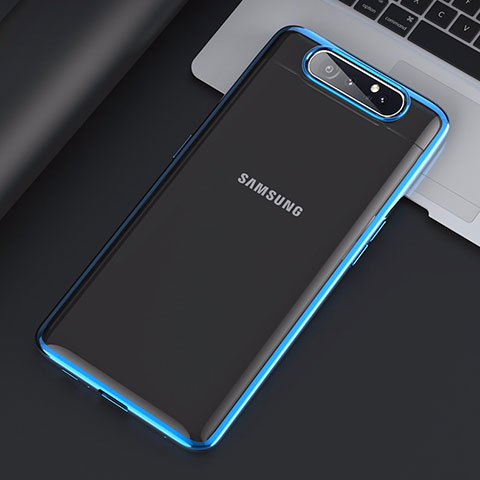 Cover Crystal Trasparente Rigida Cover H01 per Samsung Galaxy A80 Blu