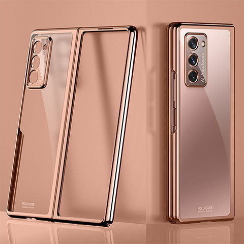 Cover Crystal Trasparente Rigida Cover H01 per Samsung Galaxy Z Fold2 5G Oro Rosa