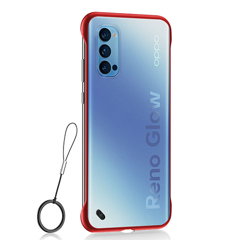 Cover Crystal Trasparente Rigida Cover H02 per Oppo Reno4 5G Rosso