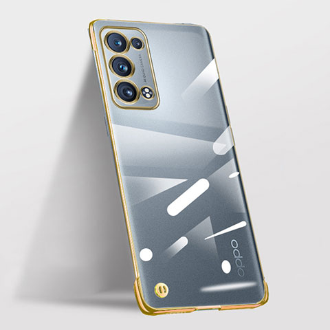 Cover Crystal Trasparente Rigida Cover H03 per Oppo Reno6 Pro+ Plus 5G Oro