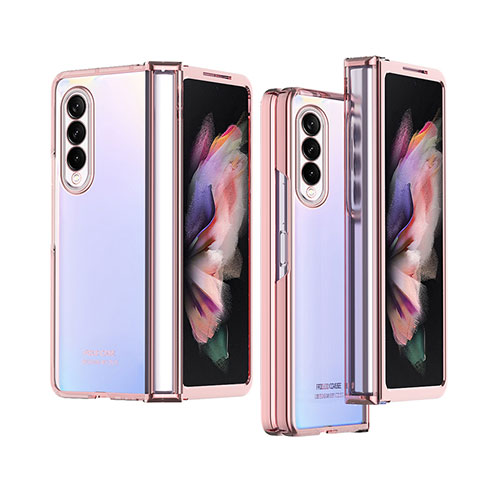 Cover Crystal Trasparente Rigida Cover H06 per Samsung Galaxy Z Fold4 5G Oro Rosa