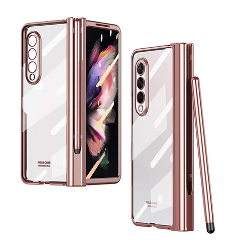 Cover Crystal Trasparente Rigida Cover H07 per Samsung Galaxy Z Fold3 5G Oro Rosa