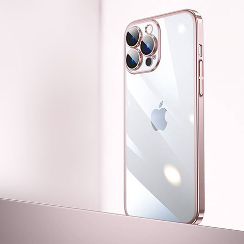 Cover Crystal Trasparente Rigida Cover QC2 per Apple iPhone 13 Pro Oro Rosa