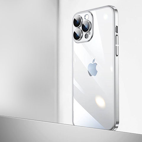 Cover Crystal Trasparente Rigida Cover QC2 per Apple iPhone 16 Pro Max Argento