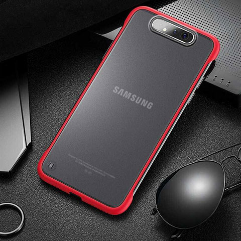 Cover Crystal Trasparente Rigida Cover S02 per Samsung Galaxy A80 Rosso
