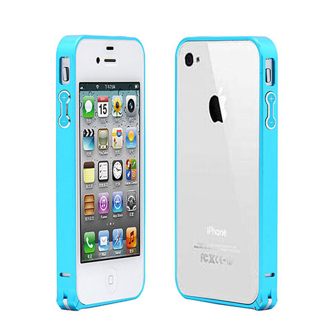 Cover Lusso Laterale Alluminio per Apple iPhone 4S Cielo Blu