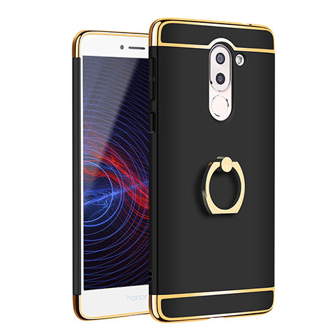 Cover Lusso Metallo Laterale e Plastica con Anello Supporto per Huawei Honor 6X Nero