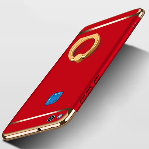 Cover Lusso Metallo Laterale e Plastica con Anello Supporto per Huawei Nova Lite Rosso