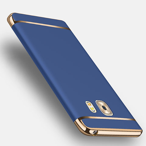 Cover Lusso Metallo Laterale e Plastica con Anello Supporto per Samsung Galaxy C9 Pro C9000 Blu