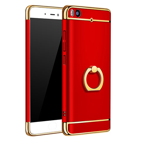 Cover Lusso Metallo Laterale e Plastica con Anello Supporto per Xiaomi Mi 5S Rosso