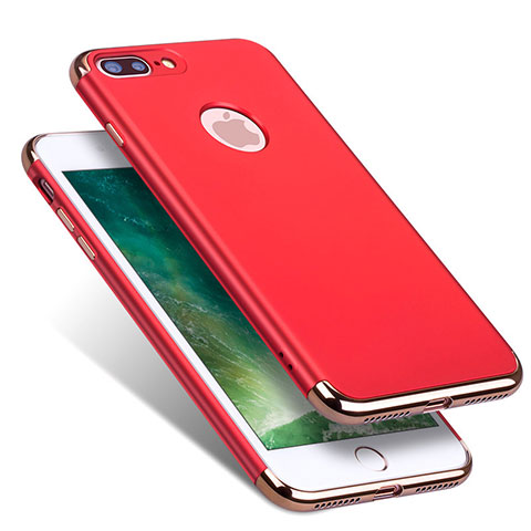 Cover Lusso Metallo Laterale e Plastica R01 per Apple iPhone 7 Plus Rosso