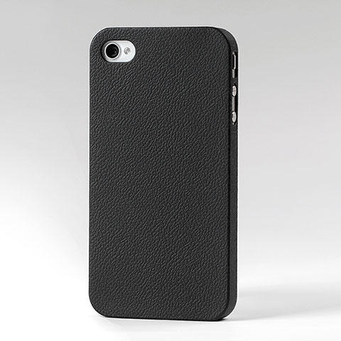 Cover Plastica Rigida In Pelle per Apple iPhone 4S Nero