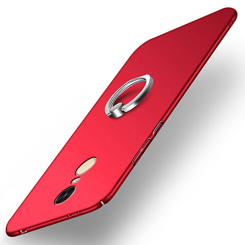 Cover Plastica Rigida Opaca con Anello Supporto A02 per Xiaomi Redmi Note 4 Standard Edition Rosso